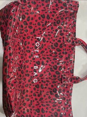 Chic Red Leopard Print Tote Bag